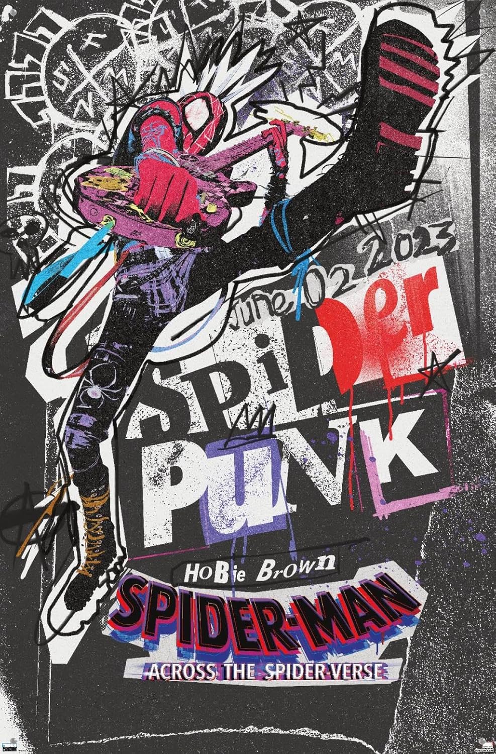 Trends International Marvel Spider-Man: Across The Spider-Verse - Spider-Punk One Sheet Wall Poster, 22.37" x 34.00", Poster & Push Pin Bundle