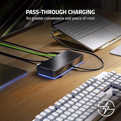 Miniatura 6 de Razer Thunderbolt 4 Dock (negro) 10 puertos Salida de pantalla dual 4K o única 8K con iluminación Chroma RGB (renovado)