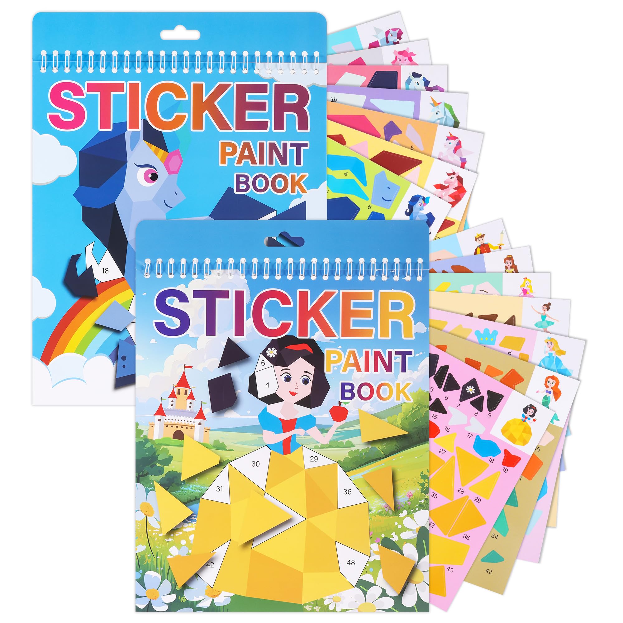 Zourglow 2 Pcs Sticker Books by Number, Pictures Sticker Books