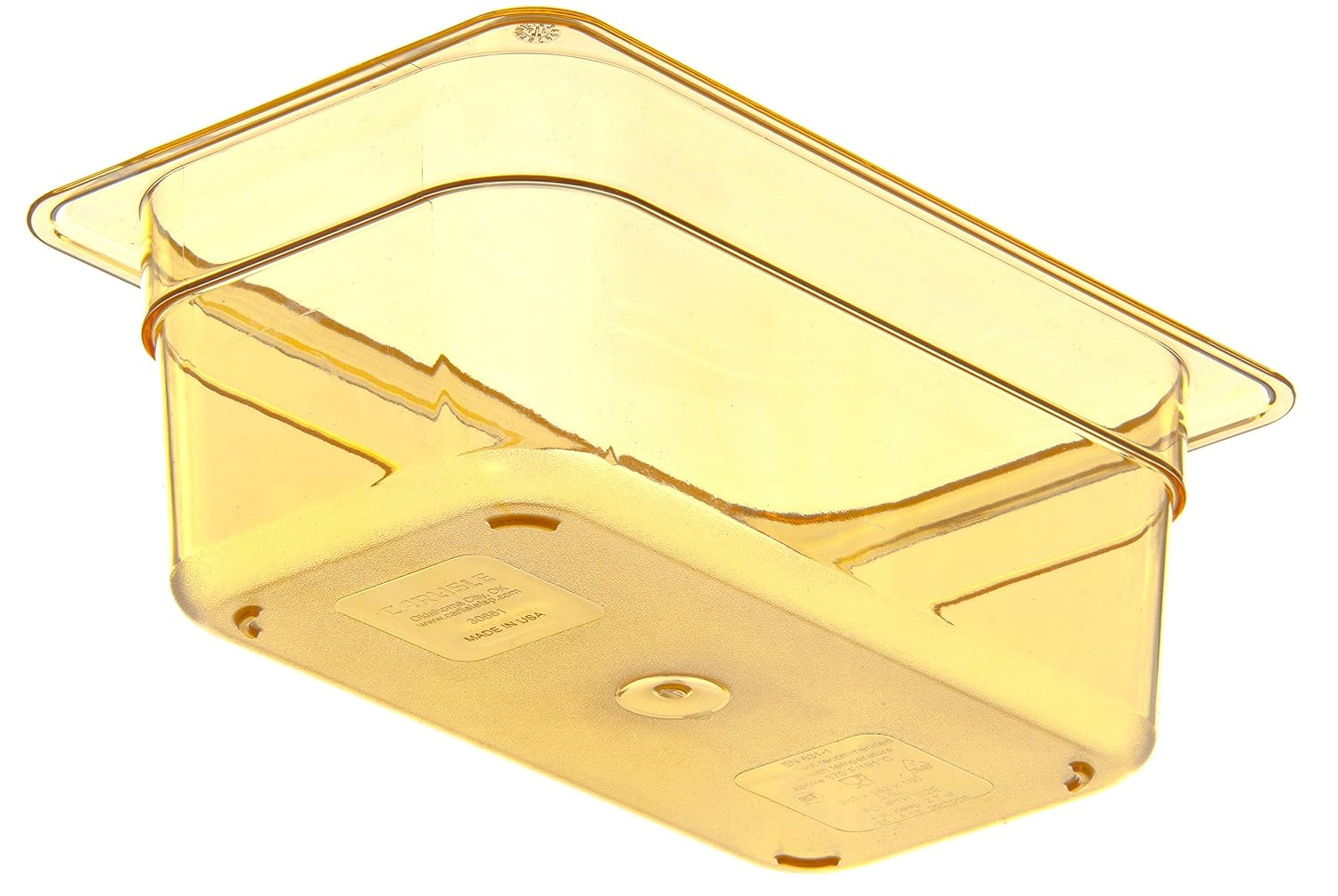 Carlisle FoodService Products High Heat Food Pan, 1/4 Size Food Storage Container for Serving Hot or Cold Food, 2.8 Qt, 1 Count, Amber