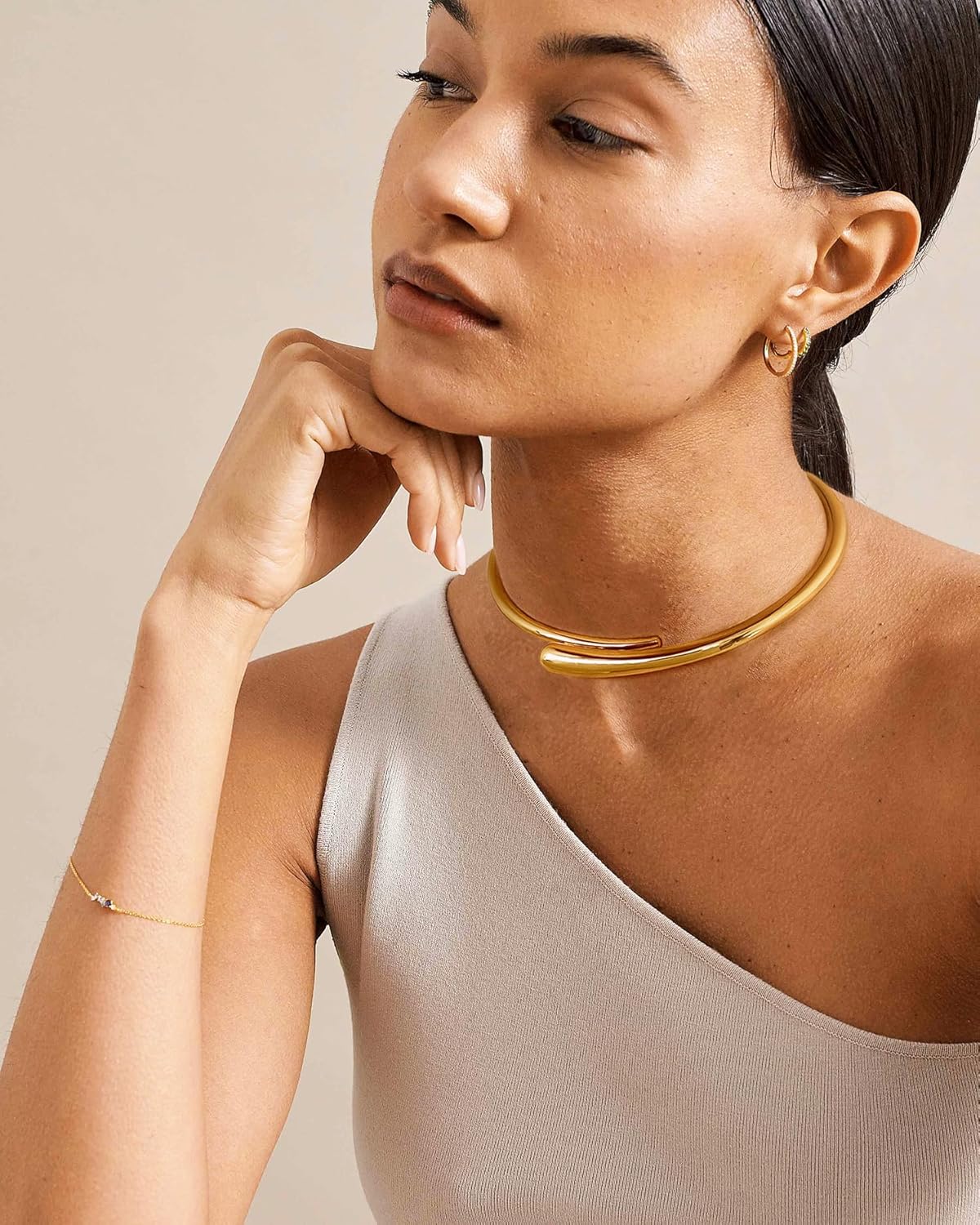 LILIE&WHITE Gold And Silver Collar Necklace For Women Adjustable Open Silver Chunky Necklaces Gold Collar Statement Necklace Chic Jewelry - Image 2