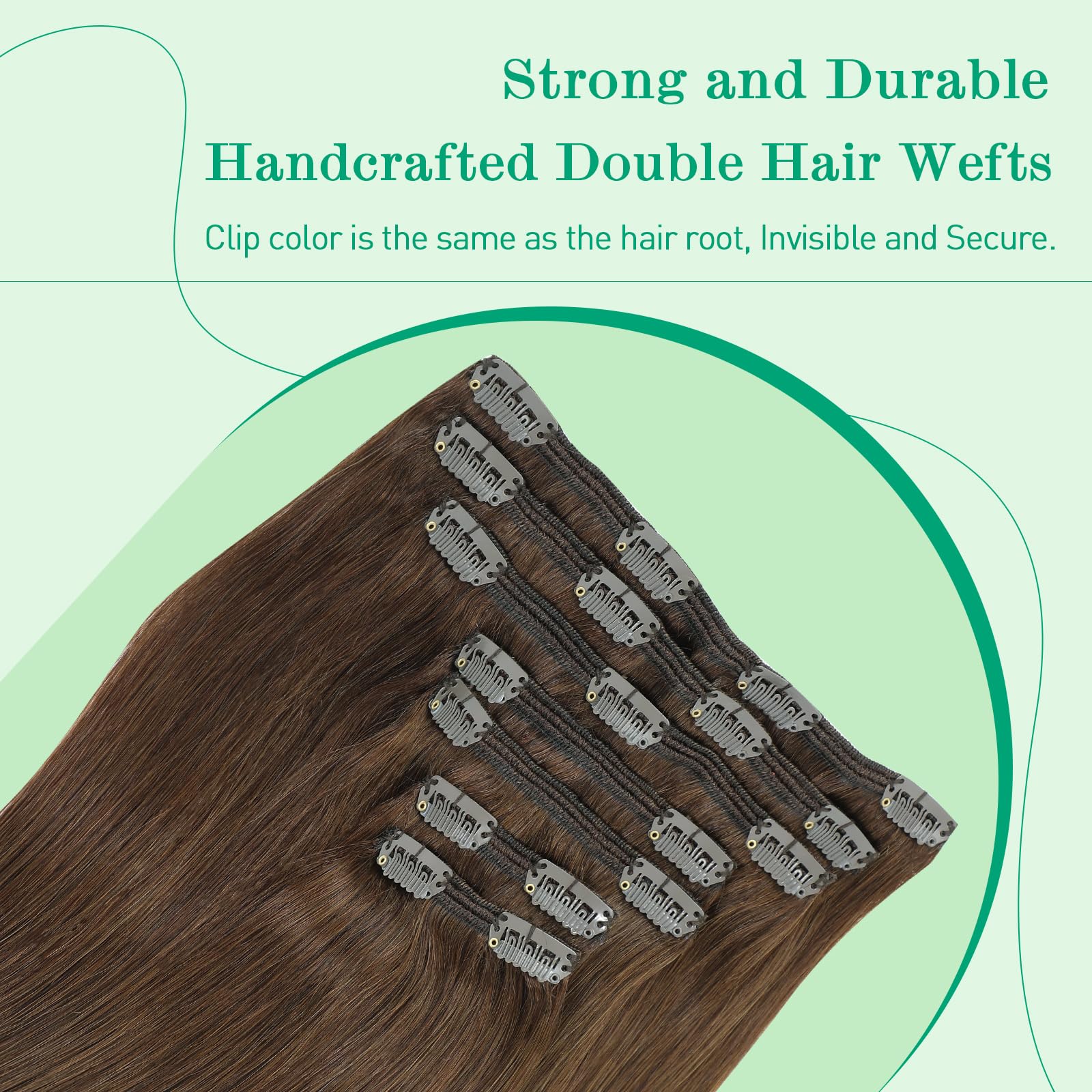 SURNEL Extensions Clip in Mittel Braun Remy Haarverlängerung Echthaar Clip in Extensions Echthaar 20Zoll/50cm 7PCS/160g(7C#4-20Zoll)