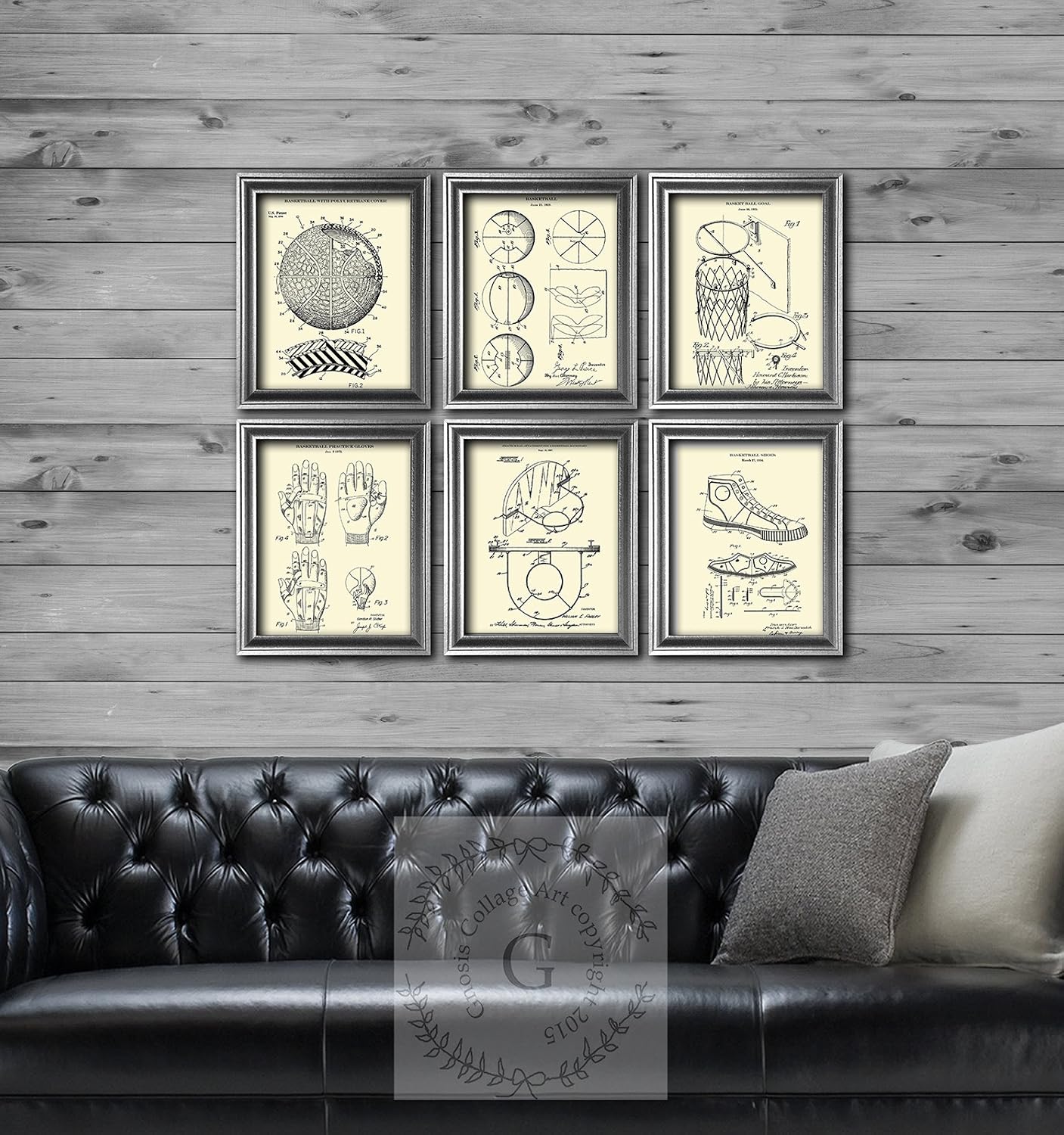 Basketball Home Decor Set of 6 Unframed Patent Prints
