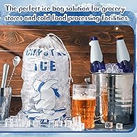 Vista 4 de Honoson 100 bolsas de almacenamiento de hielo de plástico de 8 libras con cierre de cordón de algodón para barbacoas, campamentos, puestos