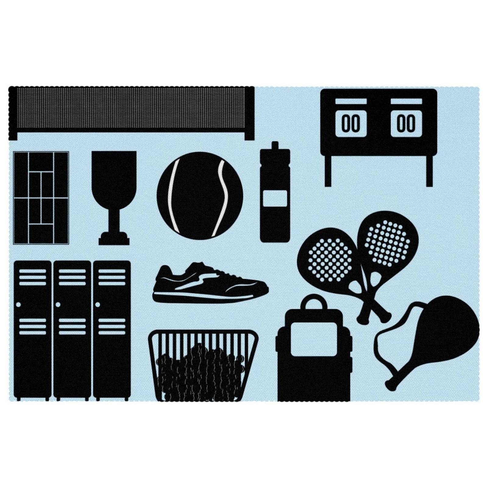 Sets de table noirs design raquette tennis lot de 6 tapis de table durables