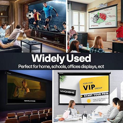 Miniatura 30 de VIVOHOME Pantalla de proyector desplegable 1:1 de 120 pulgadas, pantalla de película retráctil HD 4K para cine en casa y oficina en interiores, Negro