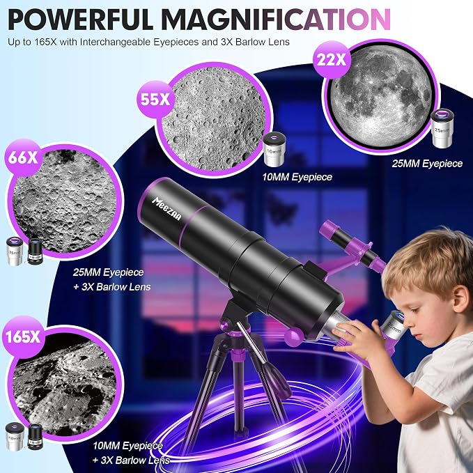Telescopio Refractor 90mm 550mm con Trípode y Accesorios miniatura 3