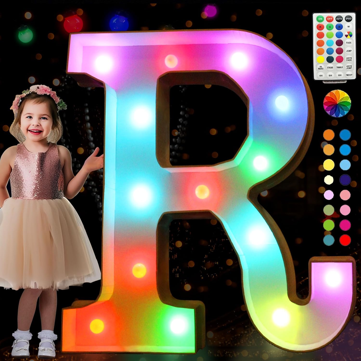 Pooqla 3FT Marquee Light Up Letters, Color Changing LED Lighted Letters