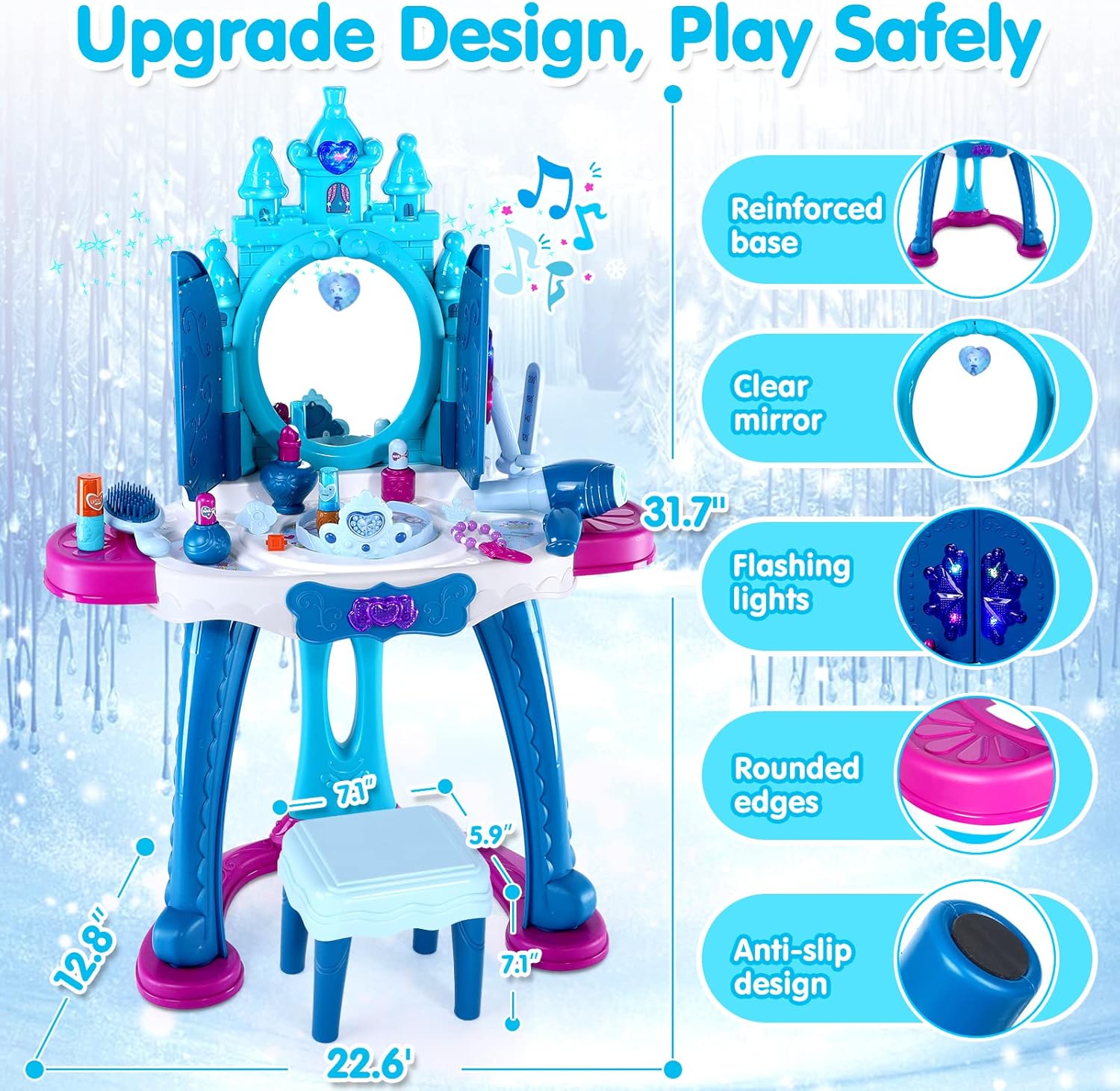 Kids Vanity Toys for 3 4 5 Year Old Girls, Princess Vanity Set with Magic Mirror and Beauty Salon Set, Toddler Vanity Set for Little Girls Birthday Christmas Toy Gifts : Toys & Games