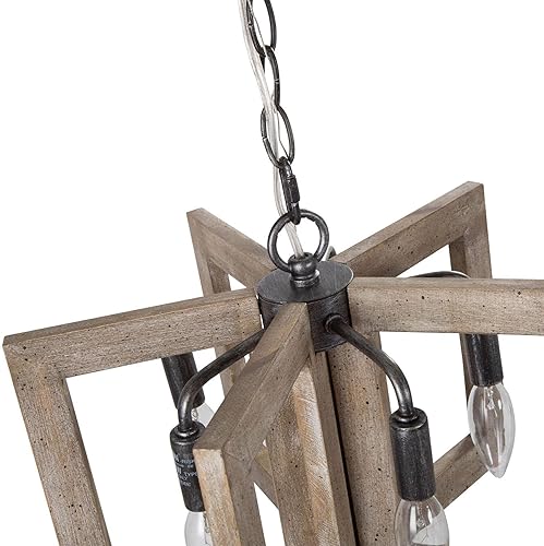 Miniatura 6 de Lámpara de araña de granja, lámpara de madera para isla de cocina, 5 lámparas rústicas para comedor, vestíbulo, entrada