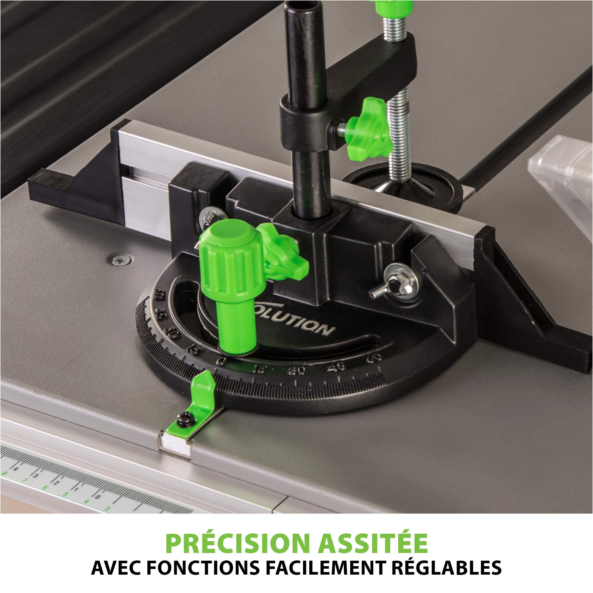 Evolution Power Tools Scie sur Table Fury 5-S 255mm Coupe Multi-Matériaux Bois Plastique Métal 0-45˚ Biseau 60-60˚ Onglet