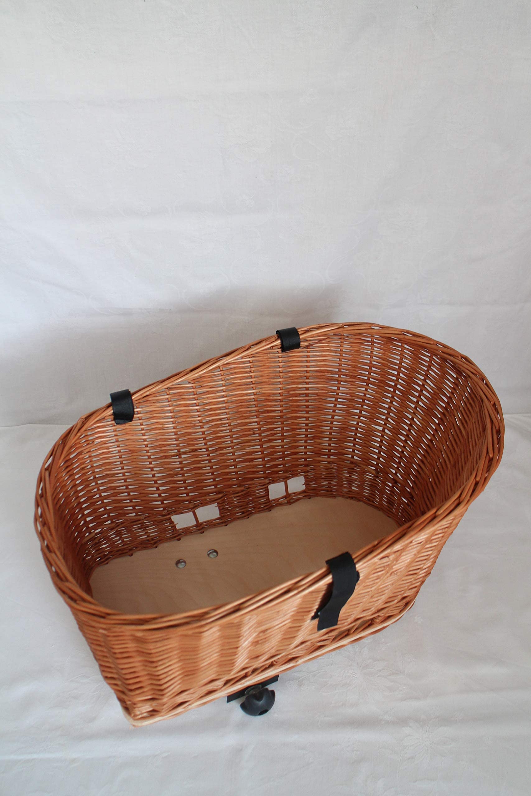 Panier de vélo pour chien - En osier - Avec grille métallique - Naturel - XL ou XXL - Panier de porte-bagages (XXL sans coussin)