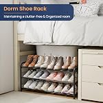 ENJOYBASICS Racks de chaussures en métal extensible pour placard, 3 Étagère de l'organisateur de chaussures réglable Tier, entreposage de rack debout libre noir pour entrée