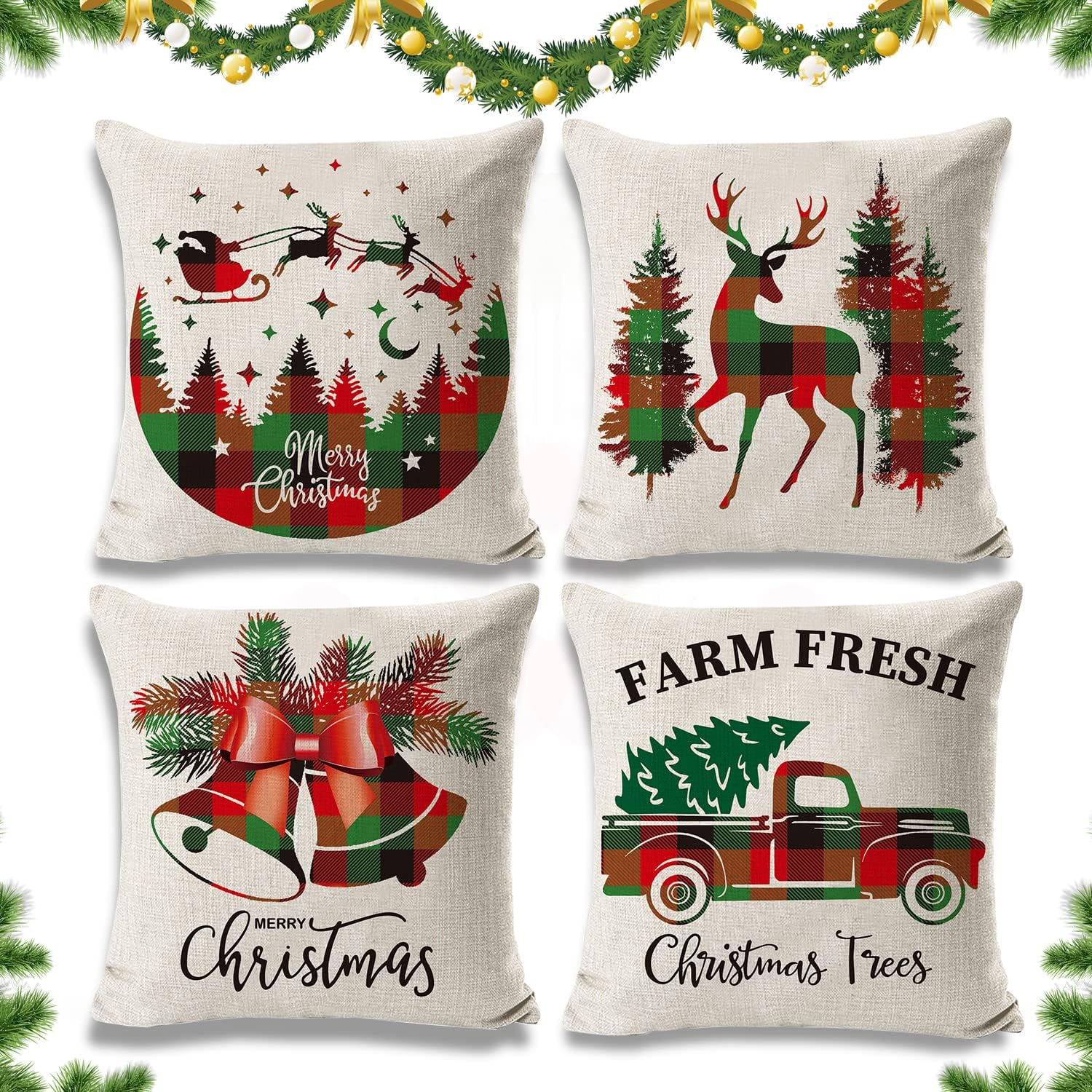 Coussin de Noël personnalisé Framboise Lin