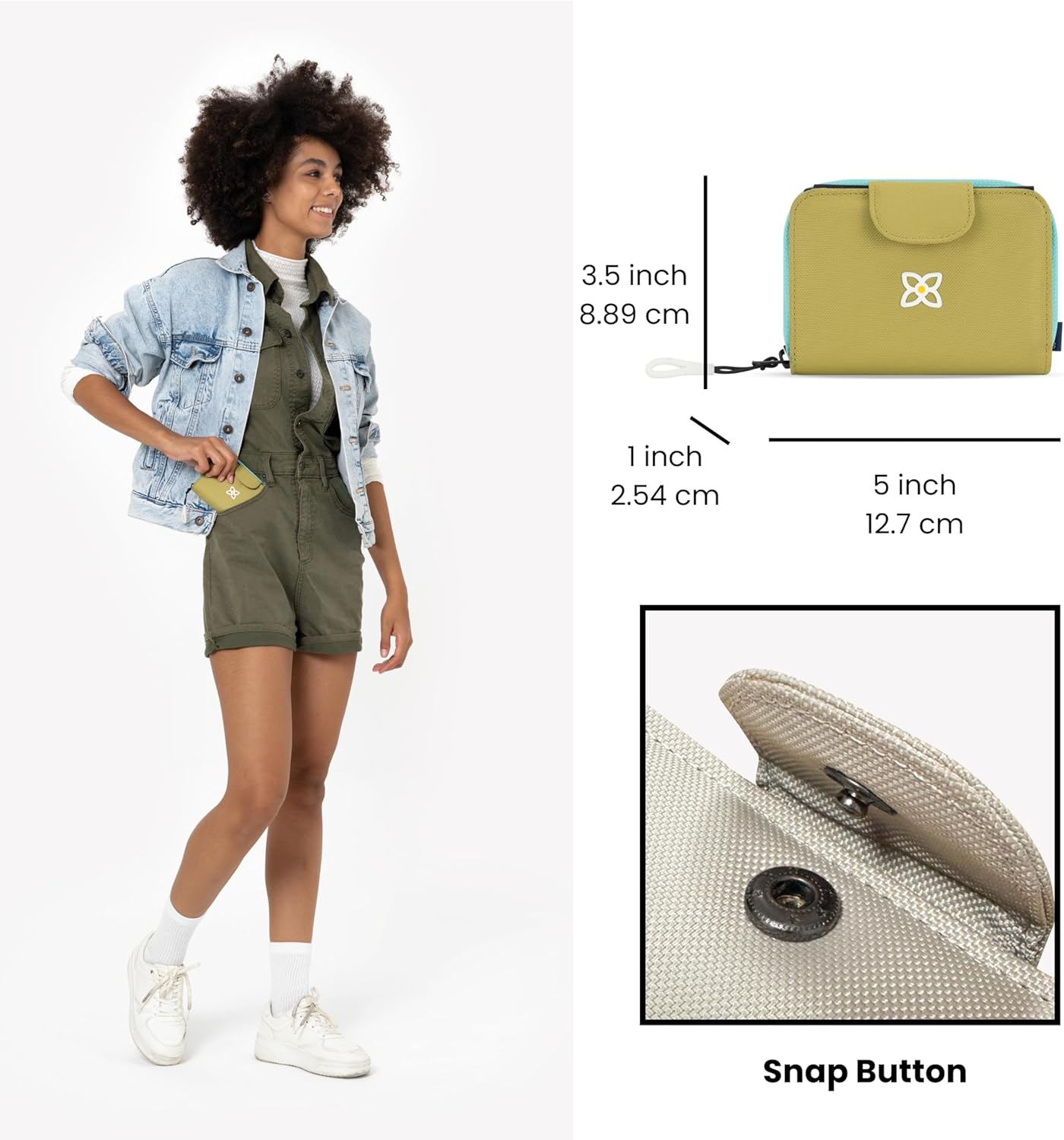 Sherpani Barcelona, Small Nylon Bifold Zipper Pocket Wallet for Women, Travel Bag, RFID Protection