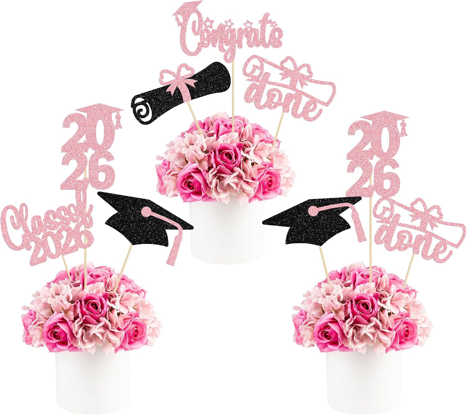  12Pcs Graduation Centerpieces for Tables 2026 Graduation Party Decorations Glitter Graduation Decorations Class of 2026 Picks for 2026 Centerpiece Table Decor Red Black thumbnail