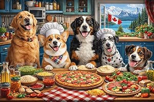Skywave Funny Dog Pizza Puzzle 1000 Pieces for Adults | Impossible Hard Difficult Challenging Food Kitchen Puzzle, Animal Pet Lover Jigsaw Puzzles for Puzzle Lovers