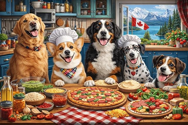 Skywave Puzzle de pizza pour chien drôle 1000 Pièces pour les adultes Impossible dur difficile Callenging Food Kitchen Puzzle, animaux de compagnie Lover puzzles pour les amoureux du puzzle
