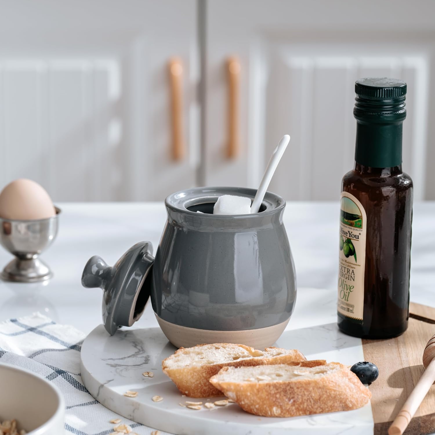 famiware 4 oz Dipping Bowls Set of 6 and 10 oz Sugar Bowl with Lid and Spoon