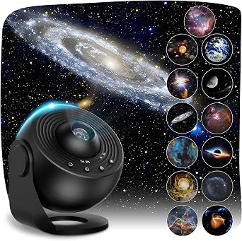 Galaxy Projector with 13 Film Discs, Planetarium Star Projector Light, 360  Rotating Starry Sky Nebula Lamp, Celestial Night Light for Adults & Kids Bedroom D cor, Black [Energy Class E]