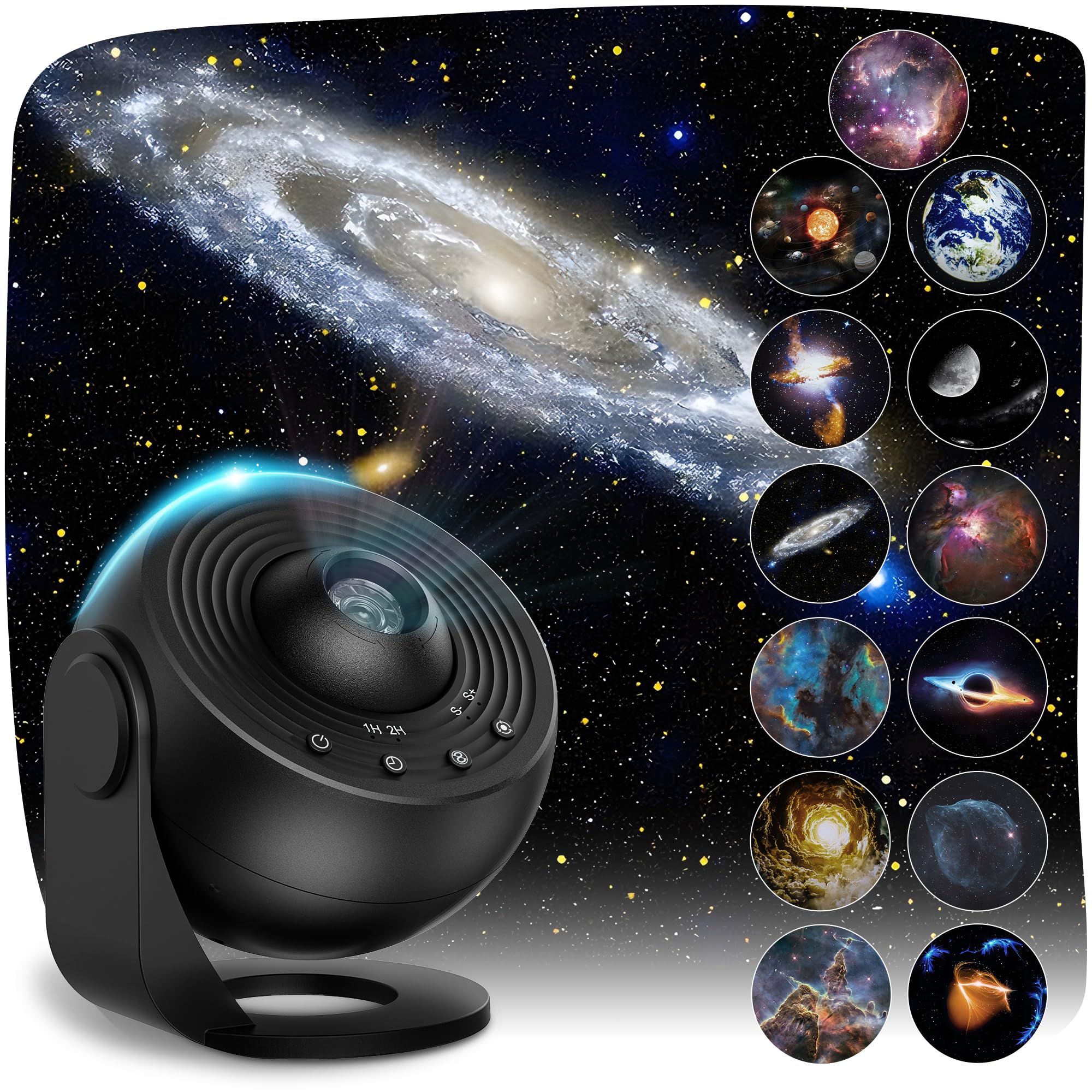 Lysumurl Black Galaxy Projector With 13 Film Discs, Planetarium Star Projector Light, 360° Rotating Starry Sky Nebula Lamp, Celestial Night Light For Adults & Kids Bedroom Décor,