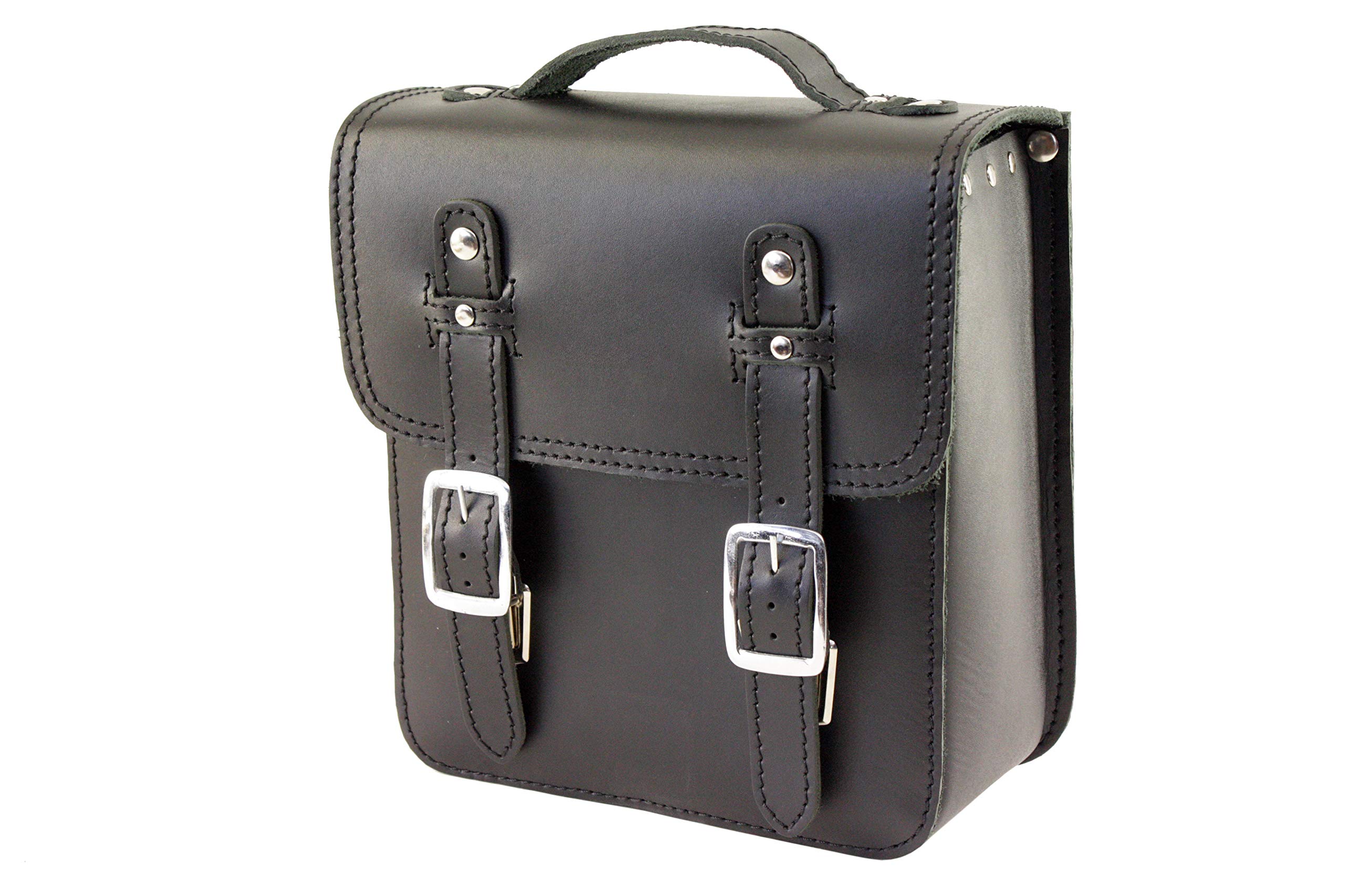 generisch made4bikers Set Leder Lenkertasche und Hecktasche mit Schnellverschluss in Schwarz Tasche für Simson Schwalbe Sperber Star Spatz KR50 KR51 SR4