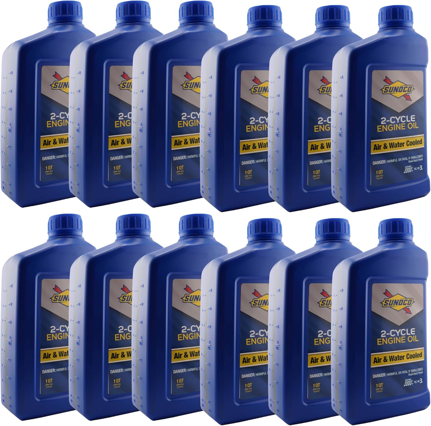 SUNOCO 721005 2-Cycle Engine Oil – 1 Quart – TC-W3 Certified – Air & Water Cooled – (Case of 12)