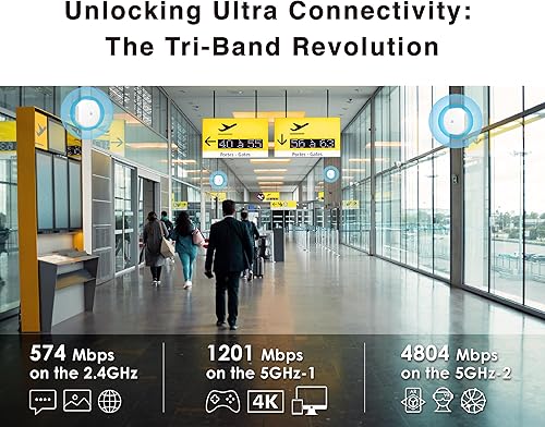 Miniatura 2 de BROWAN Router WiFi 6 AX6600 2.5 Gigabit Mesh Tri-Band MU MIMO 3500 pies cuadrados de cobertura 300 dispositivos PoE alimentado en interiores
