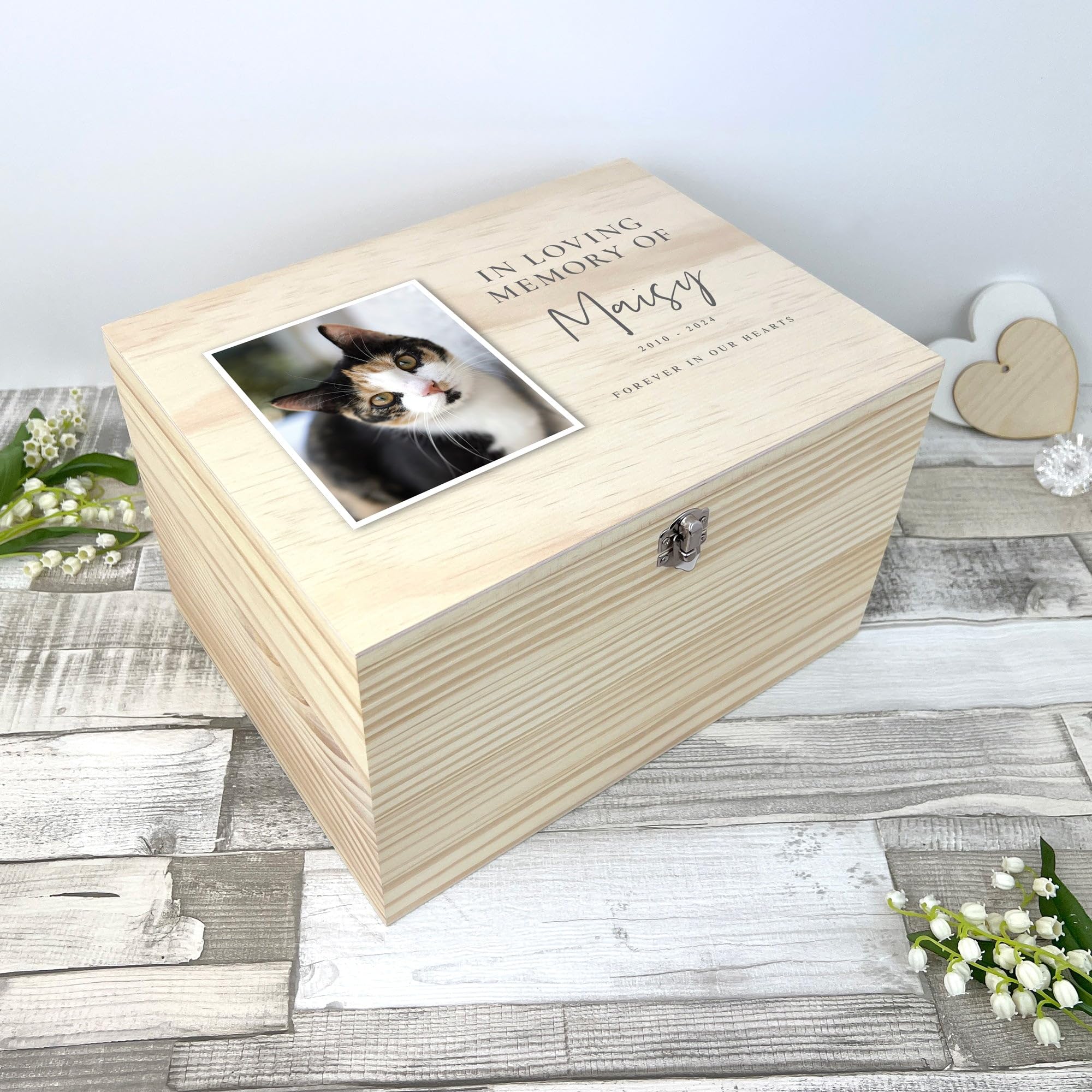 Caja de recuerdo personalizada con foto de mascota "In Loving Memory Of", regalo de condolencias por la pérdida de mascotas, 26 cm de ancho x 18,9 cm de profundidad x 15,5 cm de alto