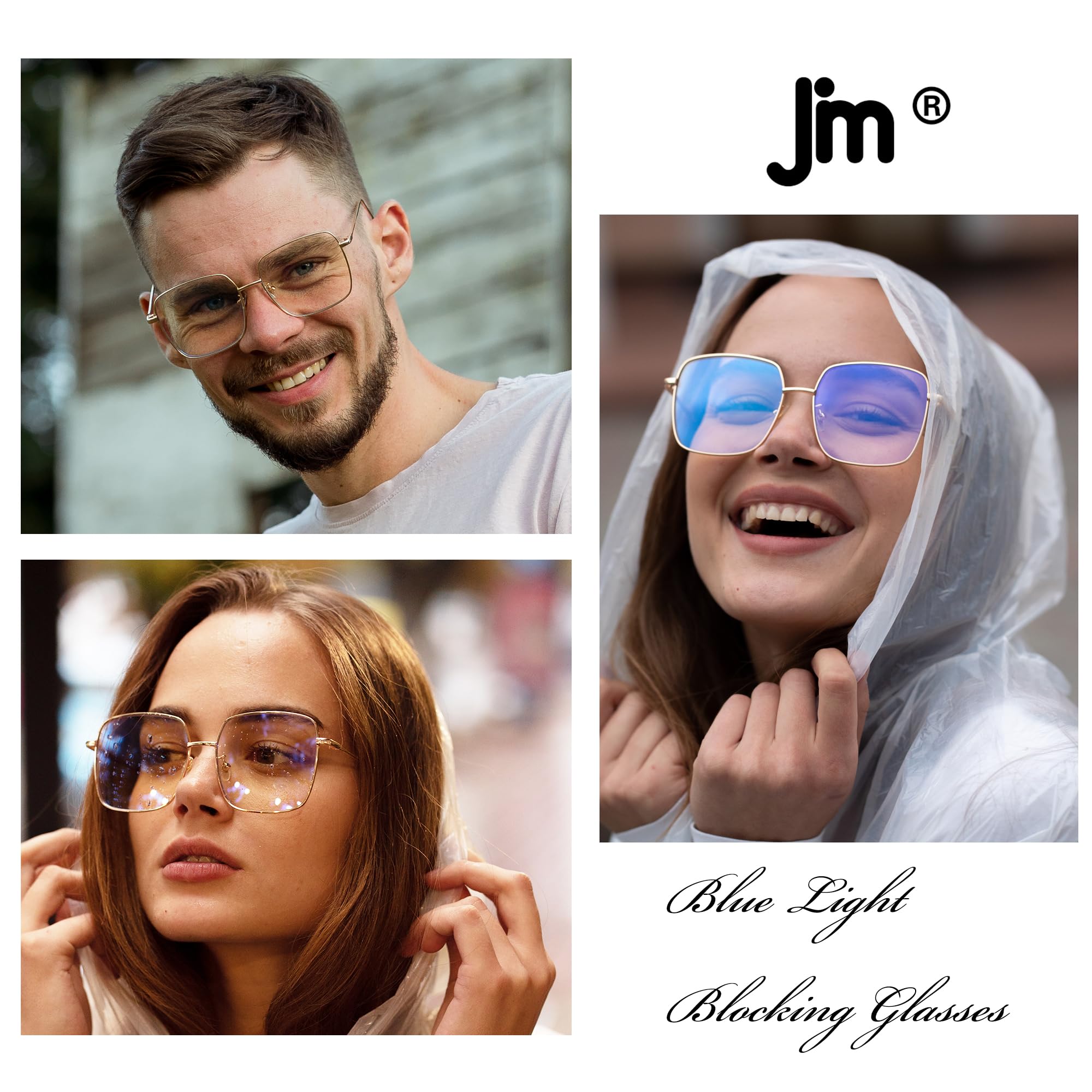 JM Blue Light Blocking Gaming Glasses Square UV400 Protection Metal Optical Computer Eyeglasses Anti Glare Eye Strain Men Women Silver - Image 4