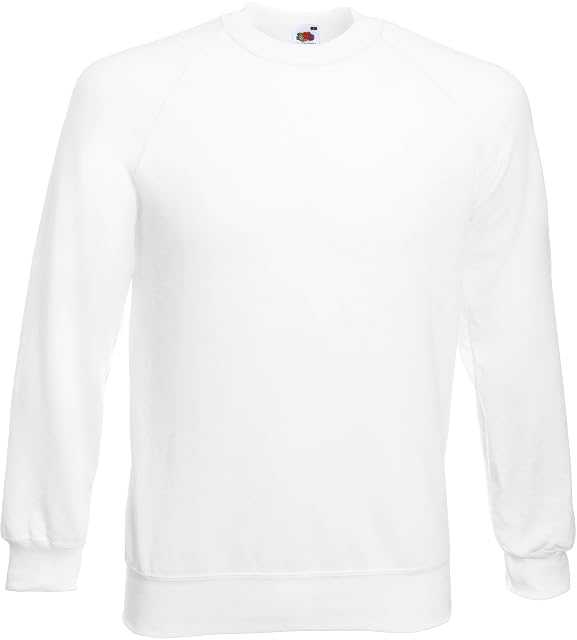 Fruit of the Loom Raglan bluzy w 12 kolorach i rozmiarach S, M, L, XL i XXL biały (biały), L (Large )