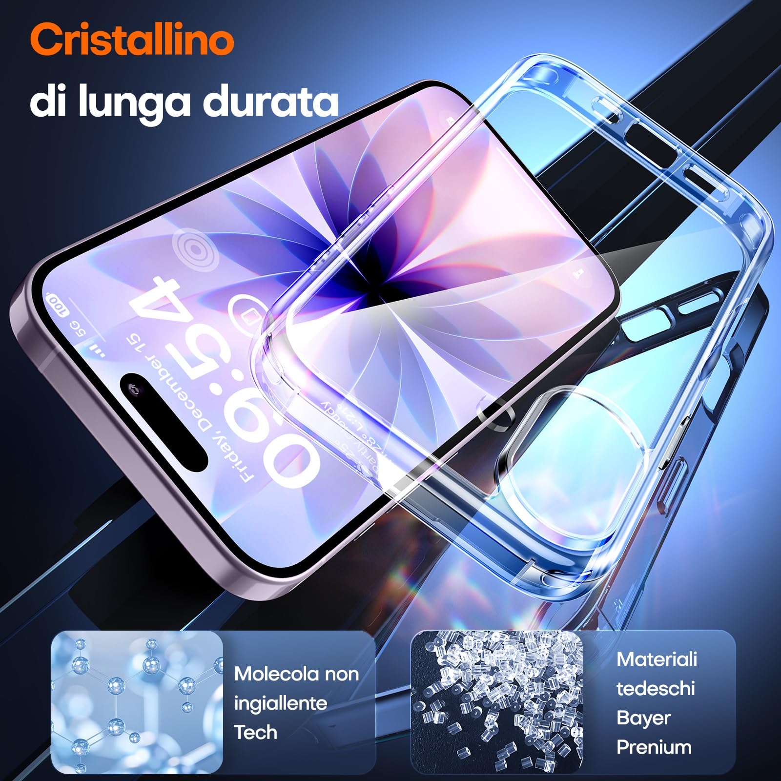 TAURI Cover per iPhone 17 con Pellicola in Vetro Temperato,Custodia per Sottile Antishock, Anticaduta - Trasparente