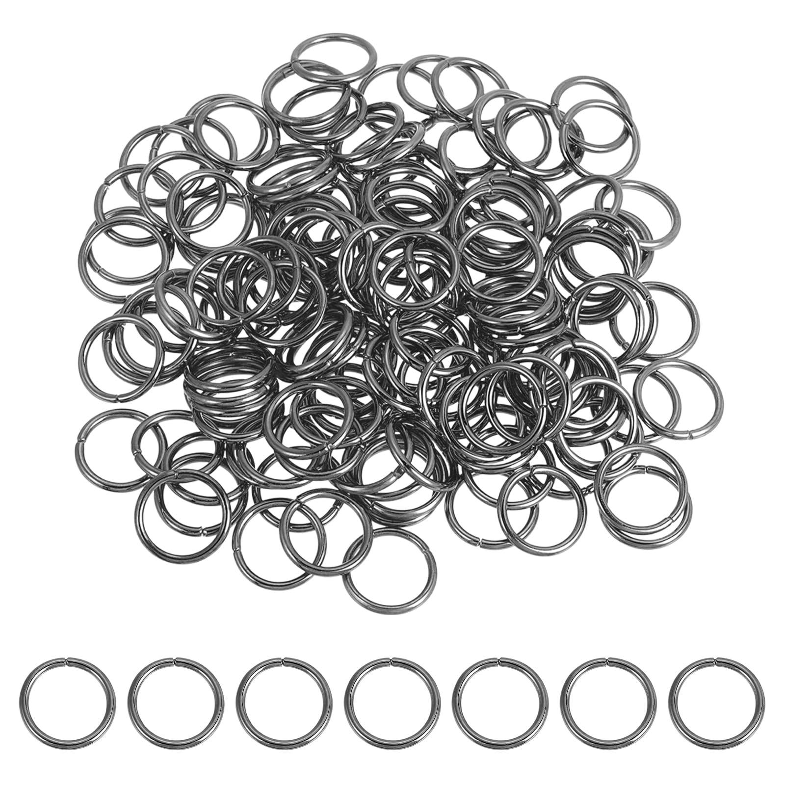 sourcing map 200 Pcs Open Jump Rings, 18mm Split Metal O Ring 2mm Thick Keychains Connector Ring for Jewelry Making DIY Necklaces Bracelet Earrings Craft Making, Bright Black โ image 1