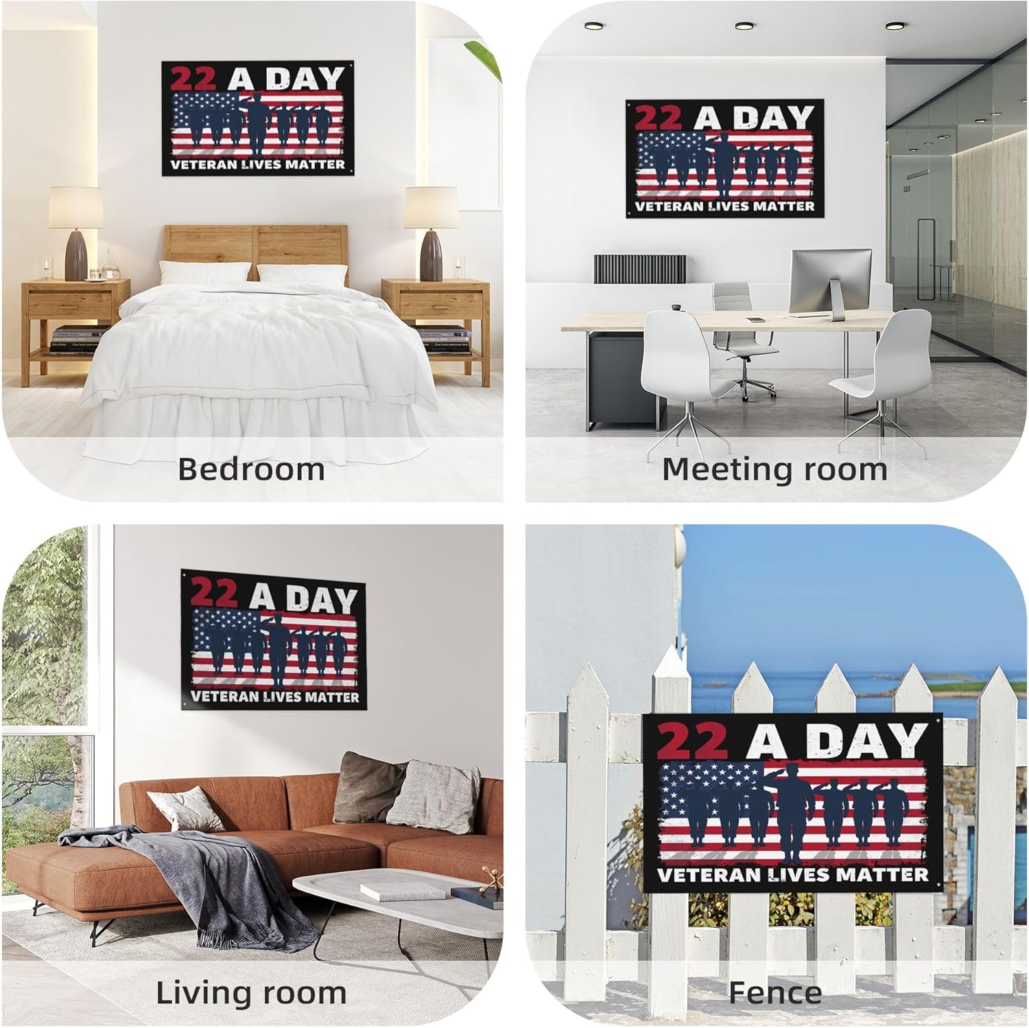 5x8 Feet Veteran Lives Matter Flag Memorial Veterans Day Garden Flags 3-Layers Double Sided Banner Yard Signs