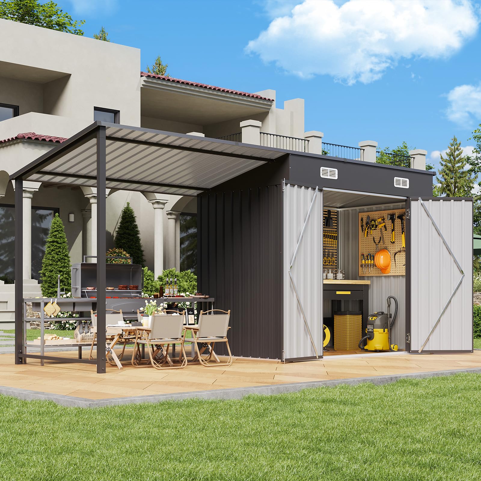 Garden Shed With Porch And Bbq Penthouse Garden Shed 9x9 | Your Unique