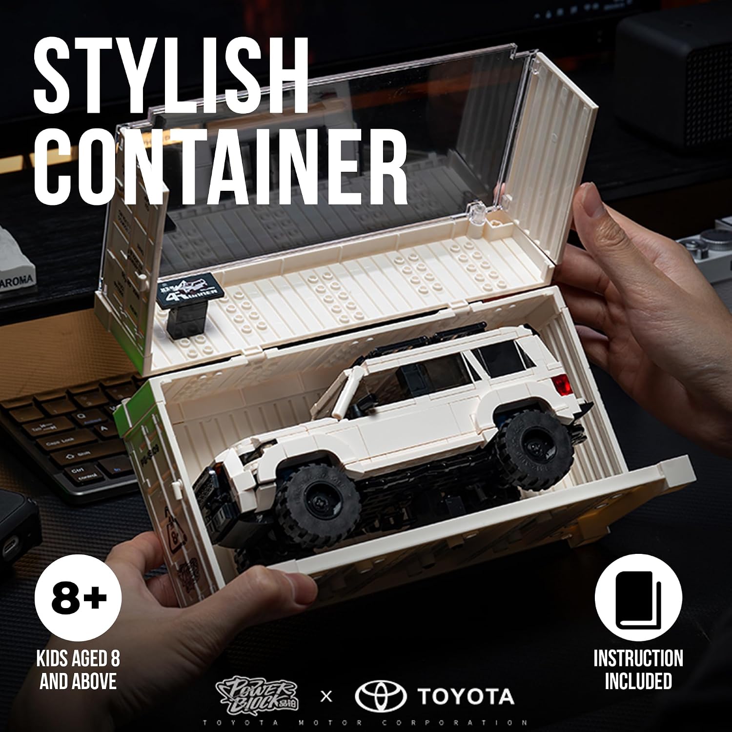 dOMOb Toyota 4Runner SUV Car Building Kit – 540 pcs Building Blocks Set w/Container Display Box – Modular Scale 1:32 Model – Bricks Toy for Kids & Adults 8+ – for Boys, Hobbyist, Collector