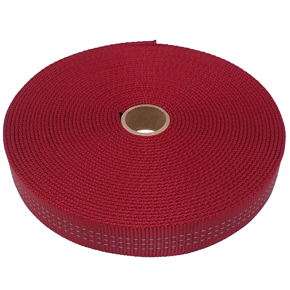GM CLIMBING 1 inch Nylon Tubular Webbing Tape CE UIAA Certified 4000lb Heavy Duty for Climbing Rescue Rope Works Survival Outdoor General Purposes 1 x 30Ft / 10 Yards Red
