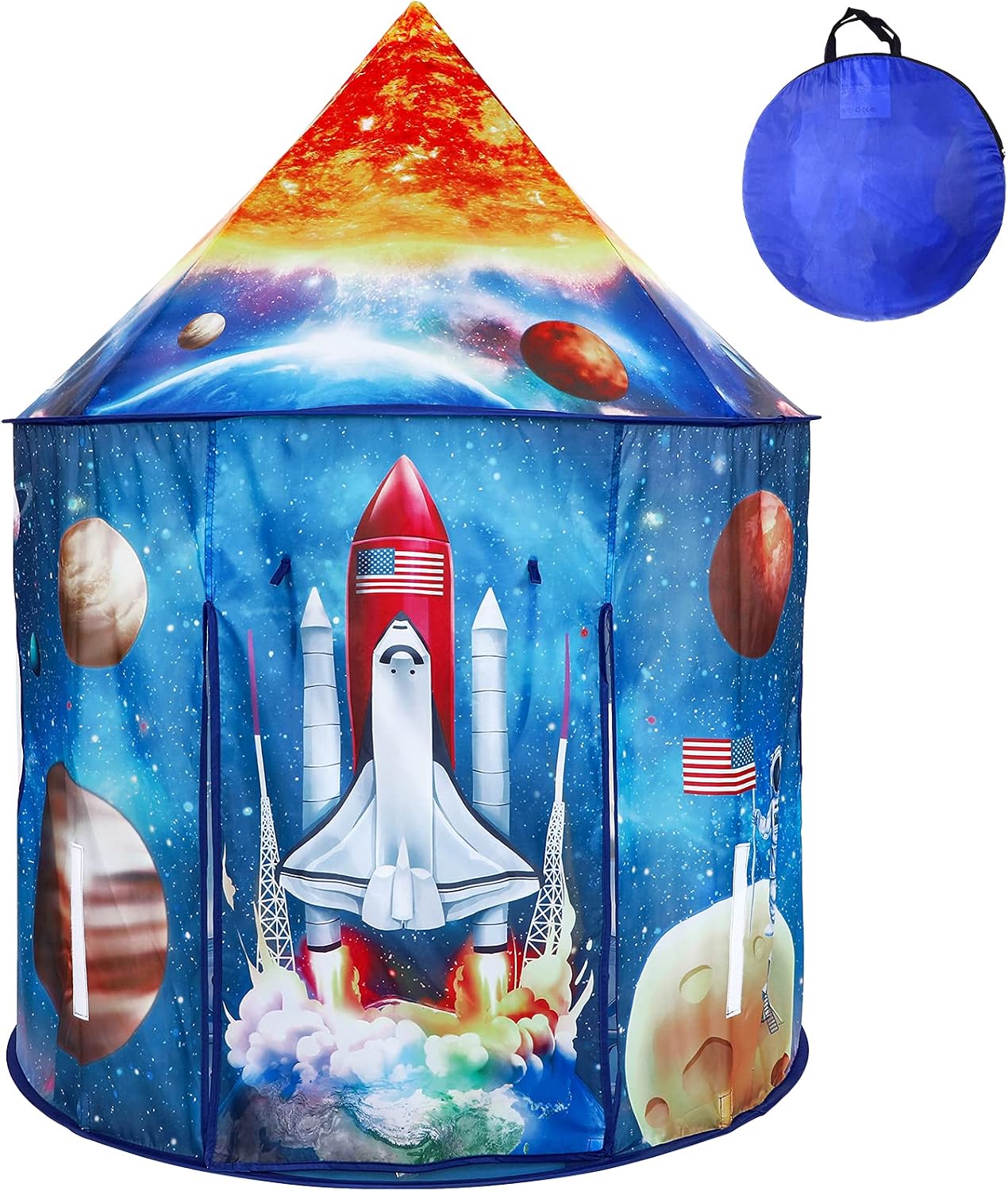 Magictent Rocket Ship Kids Play Tent for Boys,Space Themed Playhouse for Indoor Outdoor Game, Kids Tent for Toddler, Rocket Toys for Children, Foldable Gifts for Girls (Rocket Tent), KP-GT-027