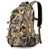 600D Waterproof Hunting Backpack for Men, 30L Camo Hunting Pack with Bow Holder