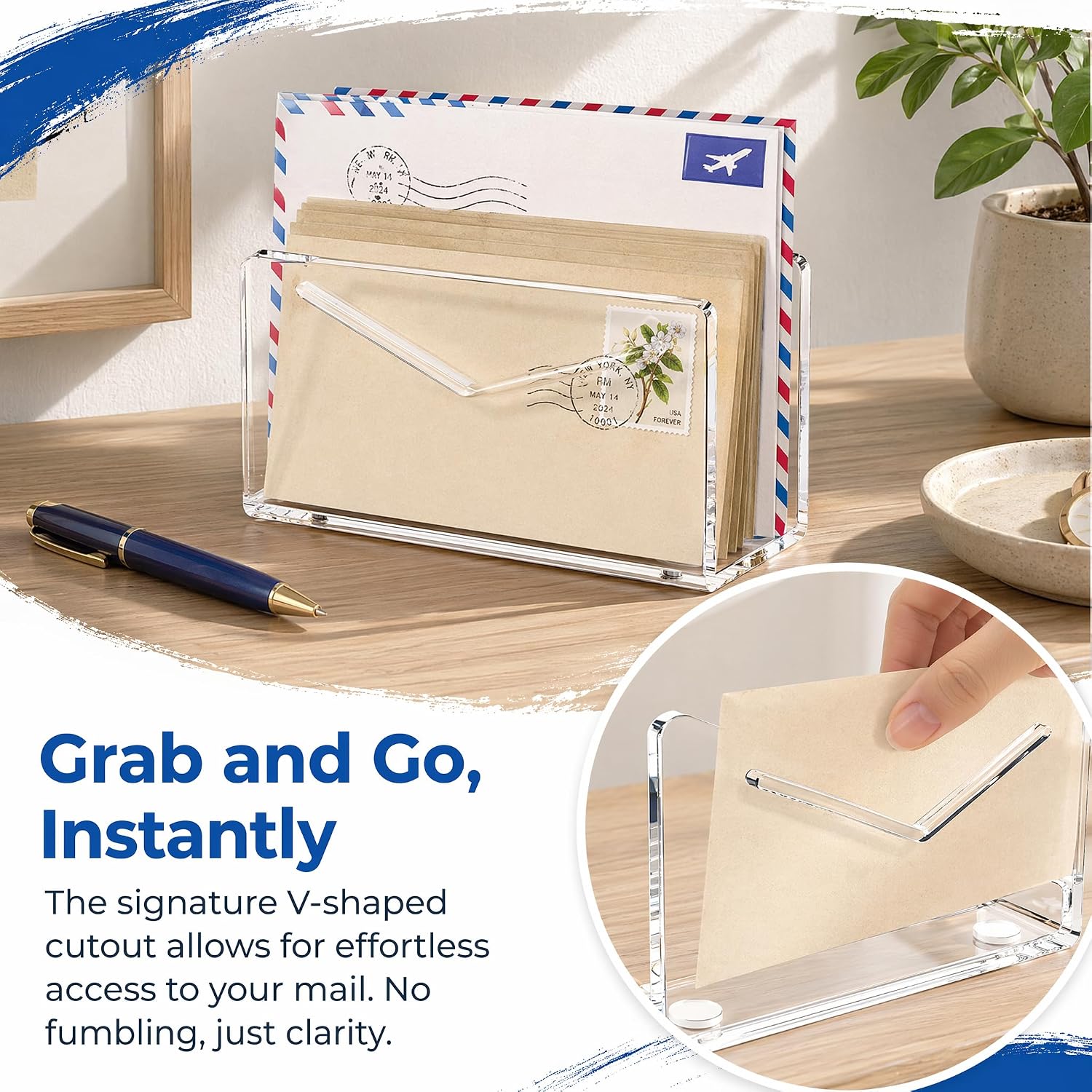 Clear Acrylic Mail Organizer for Desk | Letter Holder Desk Accessories image 5