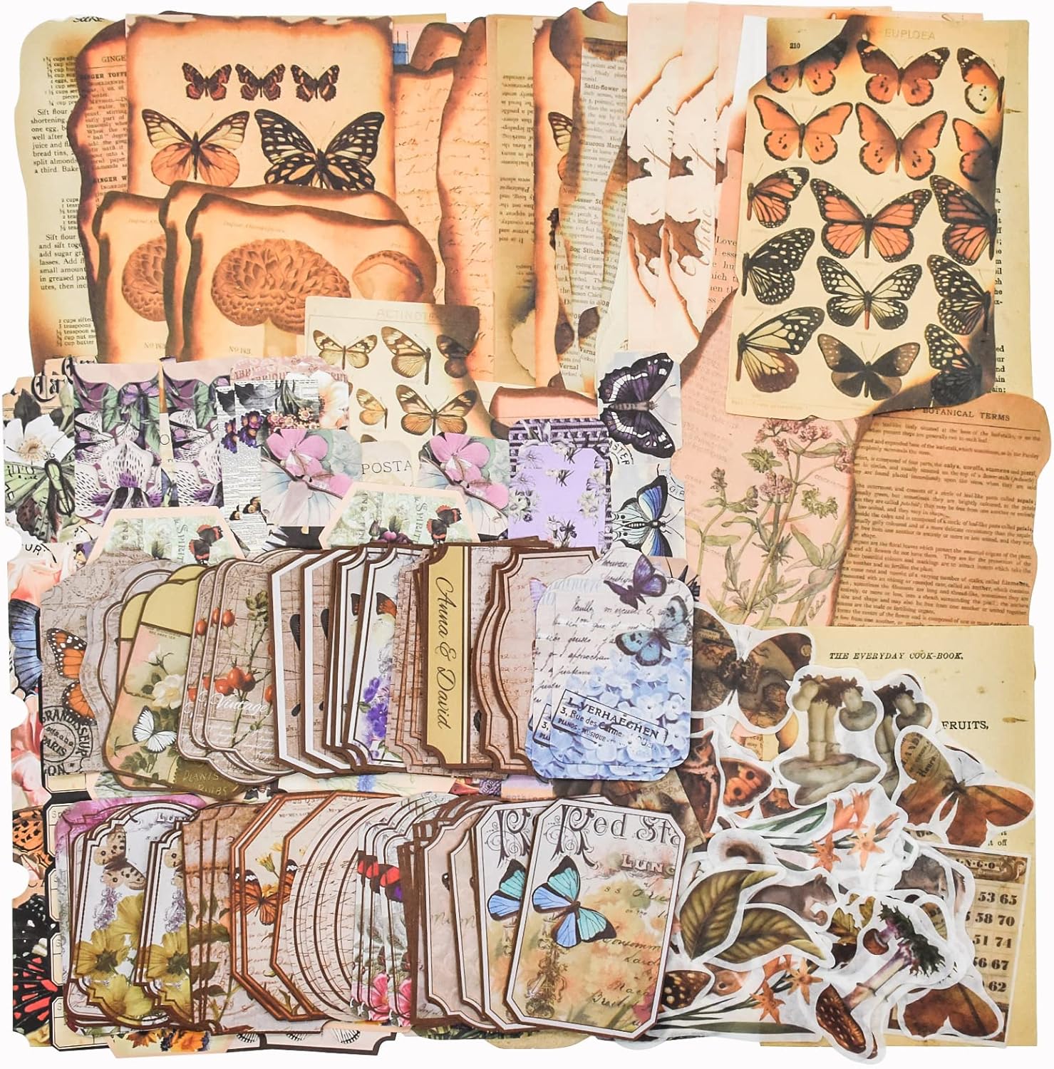 210PCS Vintage Ephemera Kit 150PCS Aesthetic Scrapbook Stickers 60PCS