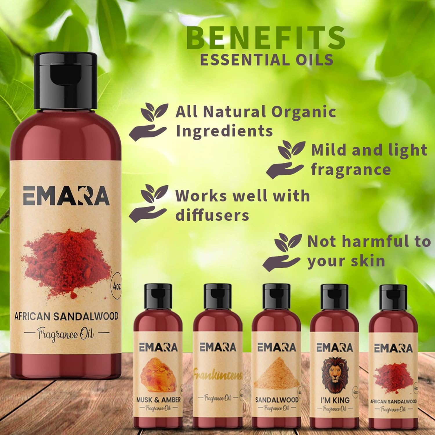 EMARA All Natural Earthy Musk & Amber Essential Oil for Diffusers, Skin Care, Aromatherapy Fragrance Oil, Organic Therapeutic Grade 4 fl oz