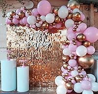 Vista 79 de 36 Panels Giltter Wall Backdrop Pink Shimmer Wall Backdrop for Party Wedding Birthday Engagement Bachelorette Parties Anniversary Decoration