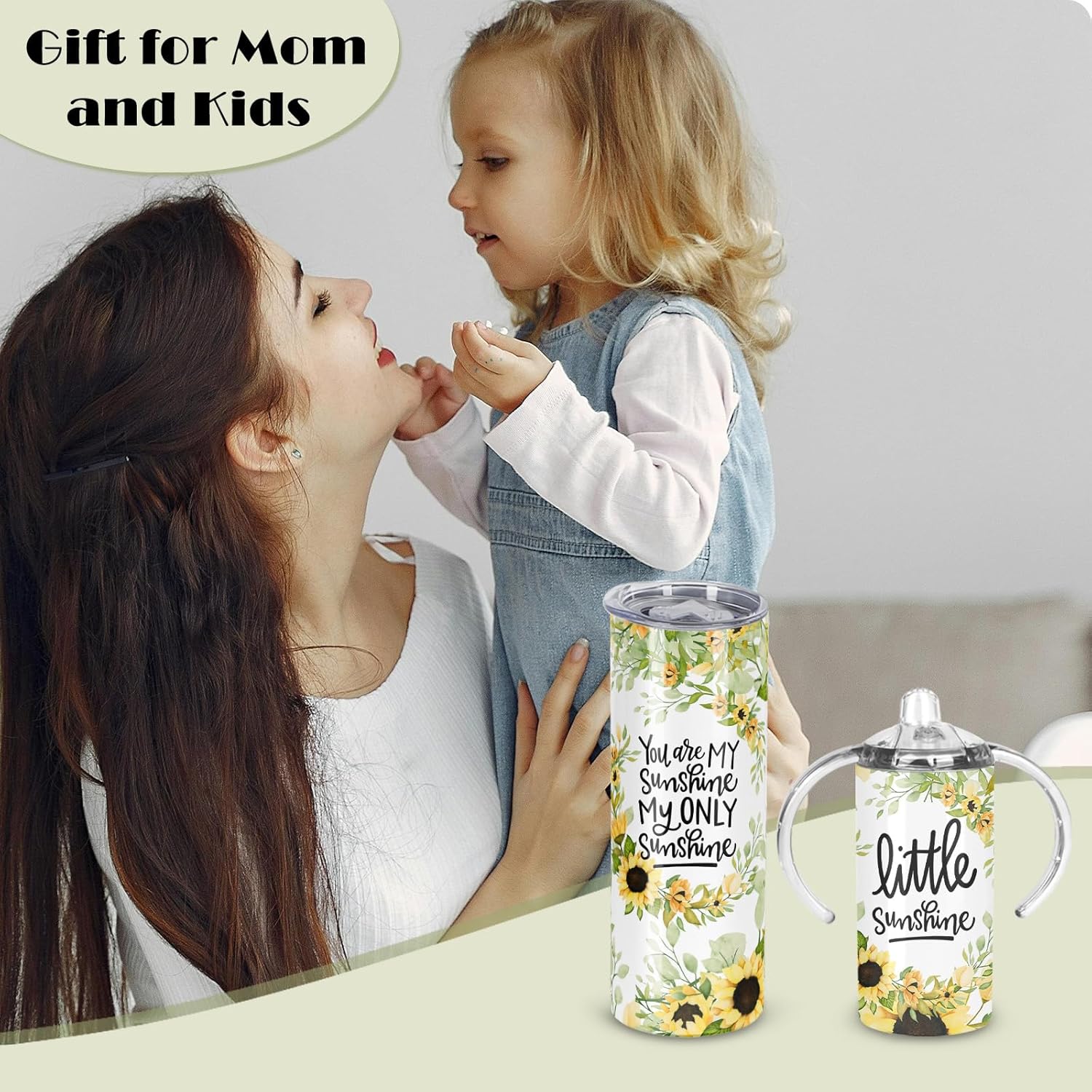 Mama and Mini Tumbler Set, You're My Only Sunshine Little Sunshine Matching Cup Set, Sunflower Themed Mom and Kid Tumbler, Mother's Day Gift Set for Mom - Image 4
