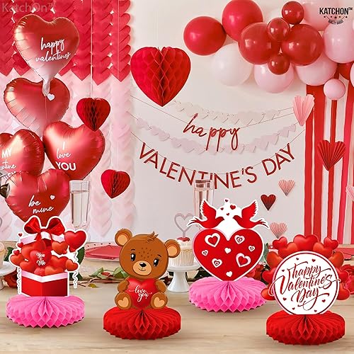 Miniatura 5 de KatchOn, Centro de mesa para el día de San Valentín para mesa, paquete de 9, decoraciones de mesa para el día de San Valentín, color rojo, rosa,