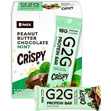G2G Protein Bar, Mint Crispy Peanut Butter Chocolate, Real Food Ingredients, Refrigerated for Freshness, Healthy Snack, Delicious Meal Replacement, Gluten-Free 8 count 1 Box of 8
