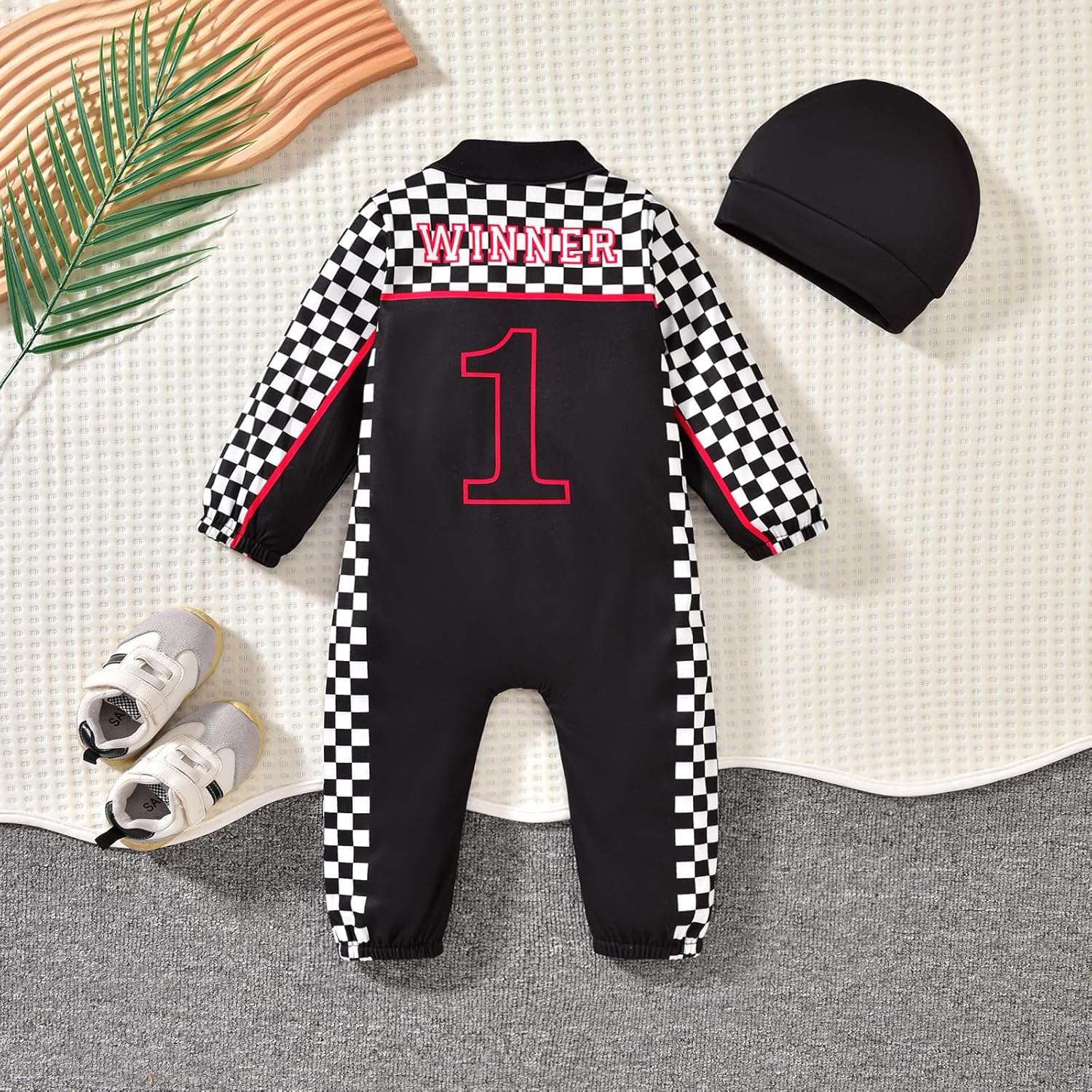 0-24 Months Baby Boy Romper Race Car Outfit Infant Long Sleeves Zipper Jumpsuit