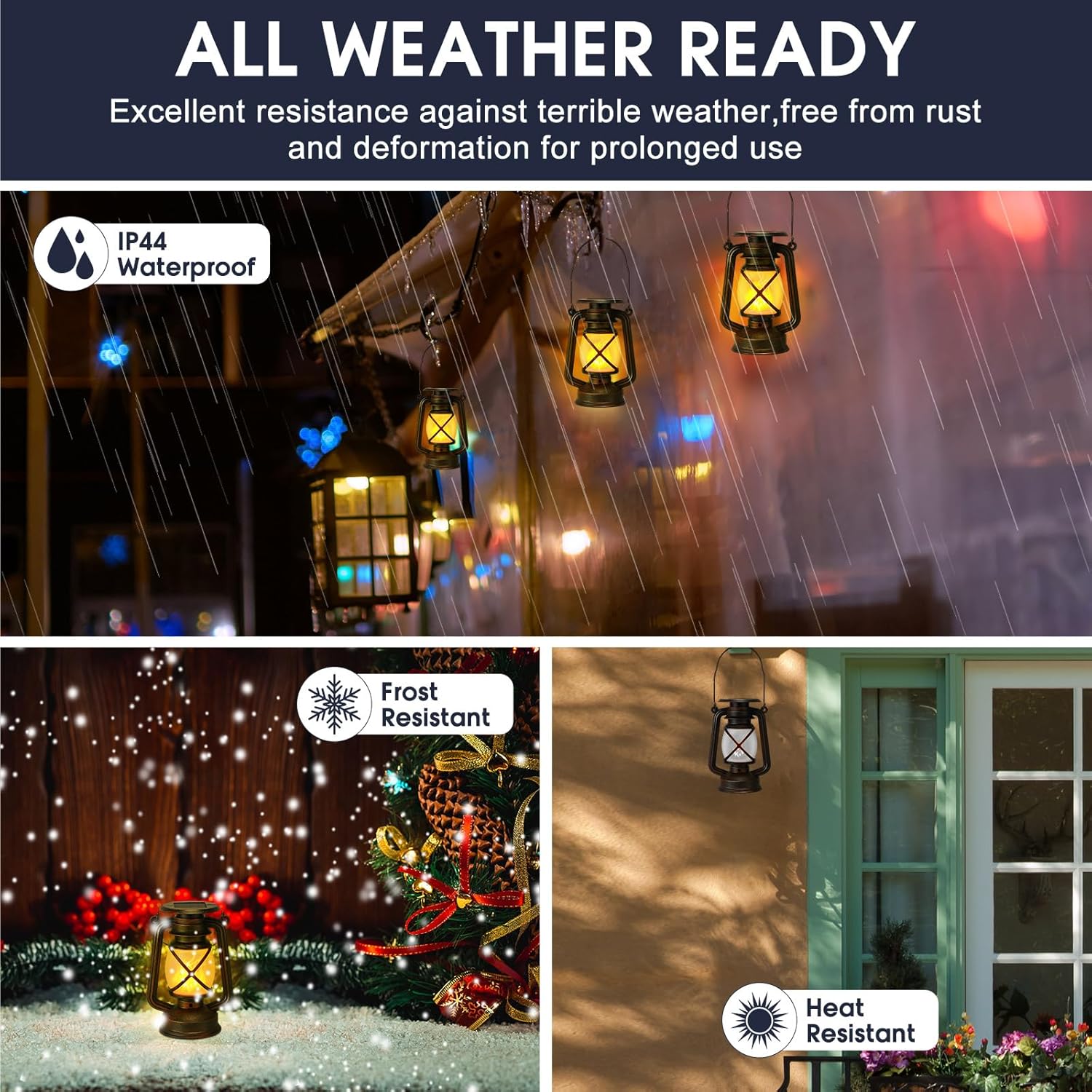 VIHOSE 6 Pcs Solar Lanterns Outdoor Waterproof Flickering Flame Hanging Lights Small Solar Lamps 5'' x 3.5'' for Garden Decor Yard Patio Porch Camping(Retro)