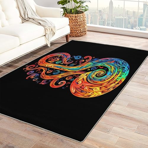 Miniatura 10 de Alfombra de notas musicales y decoración del hogar, alfombra de 4 x 6 pies, alfombras con notas musicales para sala de estar, dormitorio, alfombra