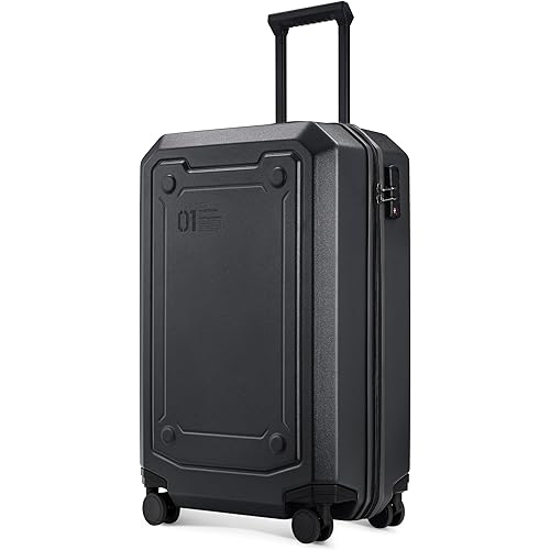 Carry On Luggage 22x14x9 Airline Approved, 20 Inch Luggage with Smooth Double Spinner Wheels, Hard Shell PC+ABS Suitcase Carry-On, Lightweight Travel Luggage, TSA Approved (Black, Sahara)